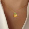 Halloween Pumpkin Opal Necklace - 18K Gold Plated Sterling Silver Pendant