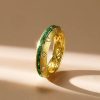 Emerald Eternity Band - Golden Baguette Ring in 18K Gold Plated Sterling Silver