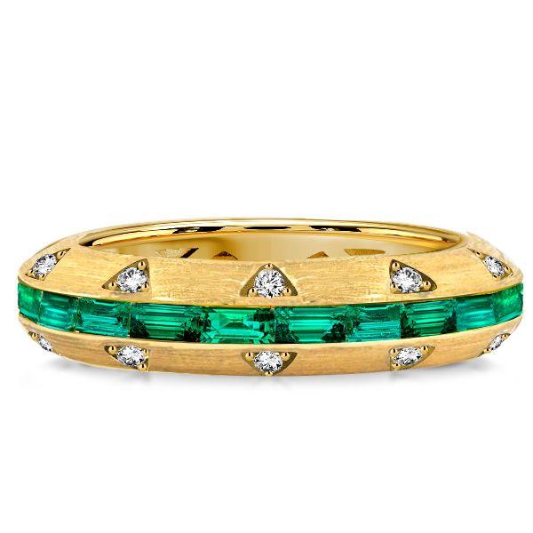 Emerald Eternity Band - Golden Baguette Ring in 18K Gold Plated Sterling Silver