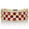 White & Ruby Sapphire Wedding Band - 18K Gold Plated Sterling Silver Multi Row Ring