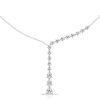 Sterling Silver Pear Cut Lariat Necklace Pendant for Women, Adjustable Chain