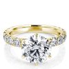Golden Round White Sapphire Engagement Ring - 18K Gold Plated Sterling Silver