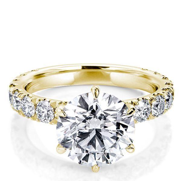 Golden Round White Sapphire Engagement Ring - 18K Gold Plated Sterling Silver