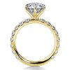 Golden Round White Sapphire Engagement Ring - 18K Gold Plated Sterling Silver