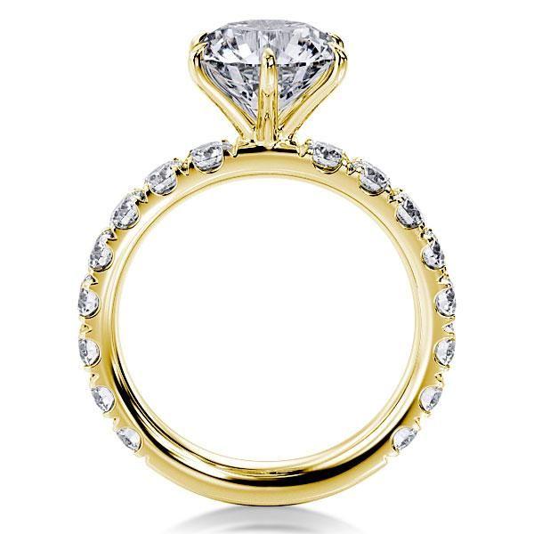 Golden Round White Sapphire Engagement Ring - 18K Gold Plated Sterling Silver