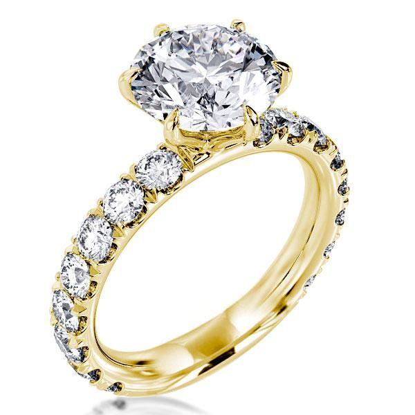 Golden Round White Sapphire Engagement Ring - 18K Gold Plated Sterling Silver
