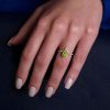 V-Design Pear Created Peridot Engagement Ring in 18K Gold Plated Sterling Silver