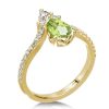 V-Design Pear Created Peridot Engagement Ring in 18K Gold Plated Sterling Silver