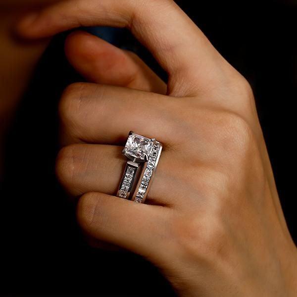 Royal Design White Sapphire Bridal Set in 925 Sterling Silver with 3.00 CT Center Stone