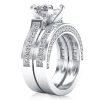 Royal Design White Sapphire Bridal Set in 925 Sterling Silver with 3.00 CT Center Stone