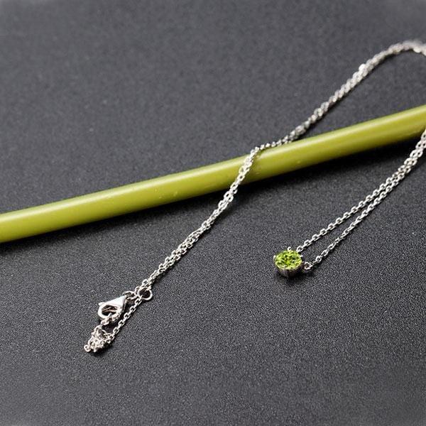 Round Peridot Pendant Necklace for Women in 925 Sterling Silver