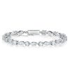 Sterling Silver Tennis Bracelet with Alternating Marquise and Round Cut Stones