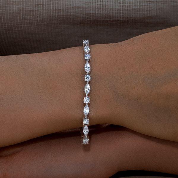 Sterling Silver Tennis Bracelet with Alternating Marquise and Round Cut Stones
