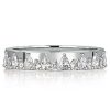 Unique Pear and Round Cut Stone Half Eternity Wedding Band in Sterling Silver