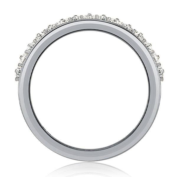 Unique Pear and Round Cut Stone Half Eternity Wedding Band in Sterling Silver