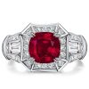 Halo Ruby Cushion Cut 2-Prong Engagement Ring for Women in Sterling Silver