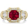Halo Ruby Cushion Cut 2-Prong Engagement Ring for Women in Sterling Silver