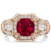 Halo Ruby Cushion Cut 2-Prong Engagement Ring for Women in Sterling Silver