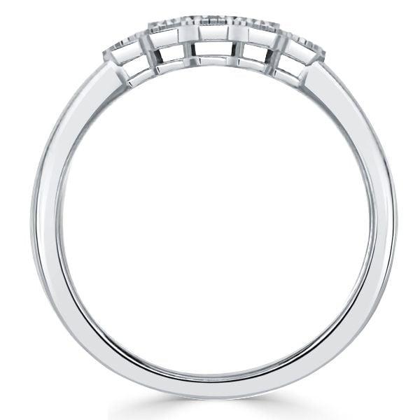 Art Deco Princess Cut Engagement Ring in 925 Sterling Silver with Rhodium Finish