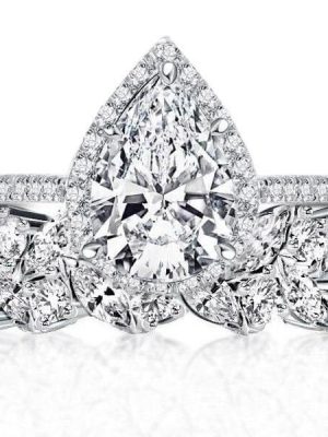 Pear Halo Bridal Set - 925 Sterling Silver, 6.35 CT TW