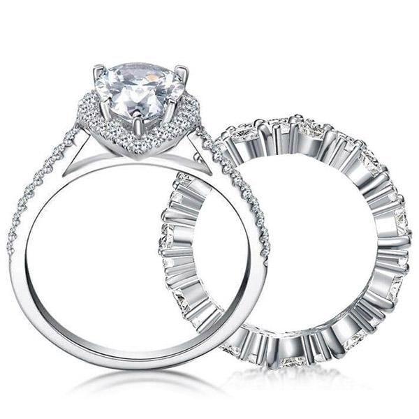 Pear Halo Bridal Set - 925 Sterling Silver, 6.35 CT TW