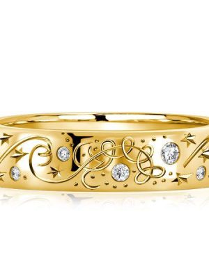 Golden Vintage Eternity Band Ring - Round Cut, 18K Gold Plated Sterling Silver
