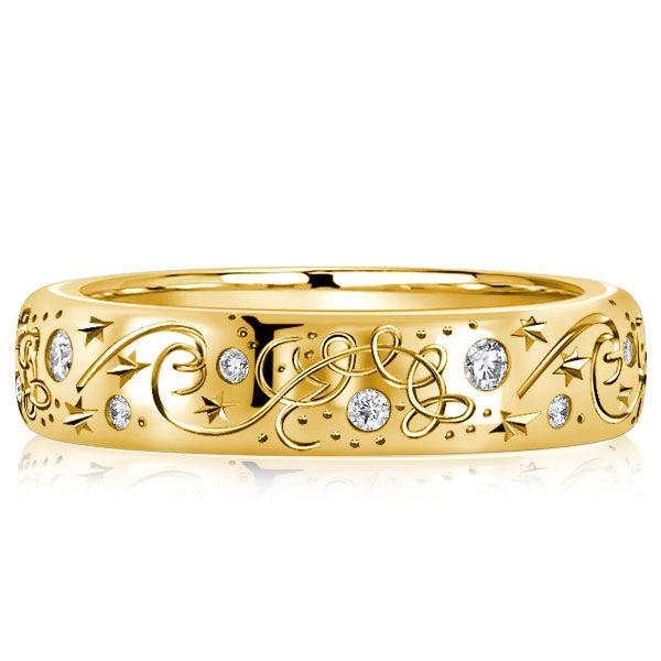Golden Vintage Eternity Band Ring - Round Cut, 18K Gold Plated Sterling Silver