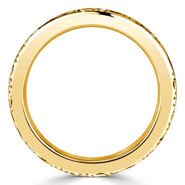 Golden Vintage Eternity Band Ring - Round Cut, 18K Gold Plated Sterling Silver