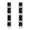 Baguette Cut Black Cubic Zirconia Sterling Silver Hoop Earrings