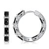 Baguette Cut Black Cubic Zirconia Sterling Silver Hoop Earrings
