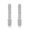 Sterling Silver Pave Safety Pin Earrings - Sparkly & Unique