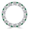 Round Cut Emerald and Sapphire Eternity Band Ring in Rhodium-Plated Sterling Silver