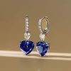 Heart and Pear Cut Blue Sapphire Drop Earrings in 925 Sterling Silver