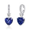 Heart and Pear Cut Blue Sapphire Drop Earrings in 925 Sterling Silver