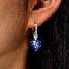 Heart and Pear Cut Blue Sapphire Drop Earrings in 925 Sterling Silver