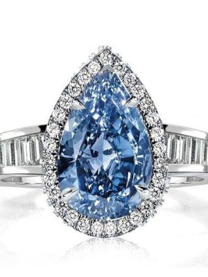 Halo Pear Cut Engagement Ring in 925 Sterling Silver with 3.40 CT Center Stone