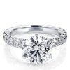 Six Prong Round Cut Engagement Ring Sterling Silver 5.00 CT Center Stone