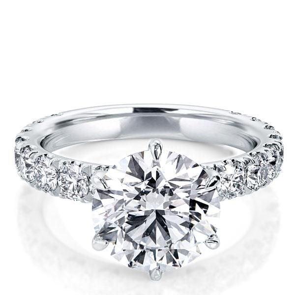 Six Prong Round Cut Engagement Ring Sterling Silver 5.00 CT Center Stone