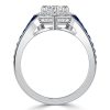 Sterling Silver Blue Sapphire Heart Cut Halo Engagement Ring for Women