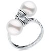 Sterling Silver Pearl Engagement Ring - Bypass Joint Design