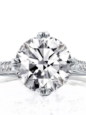 Round Created White Sapphire Engagement Ring in Rhodium-Plated Sterling Silver