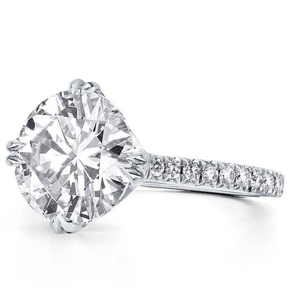 Round Created White Sapphire Engagement Ring in Rhodium-Plated Sterling Silver