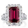 Emerald Cut Halo Two Tone Engagement Ring in Sterling Silver