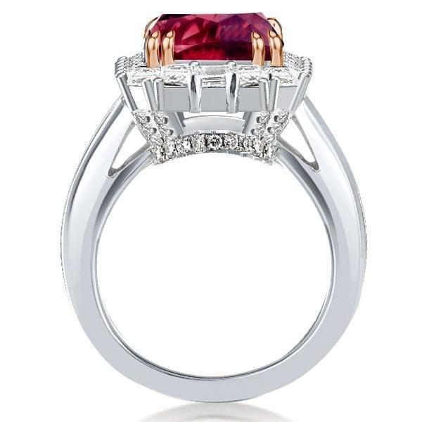 Emerald Cut Halo Two Tone Engagement Ring in Sterling Silver