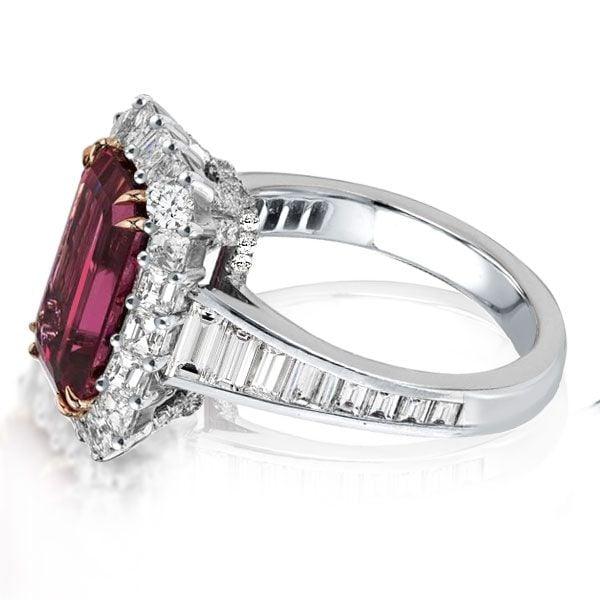 Emerald Cut Halo Two Tone Engagement Ring in Sterling Silver