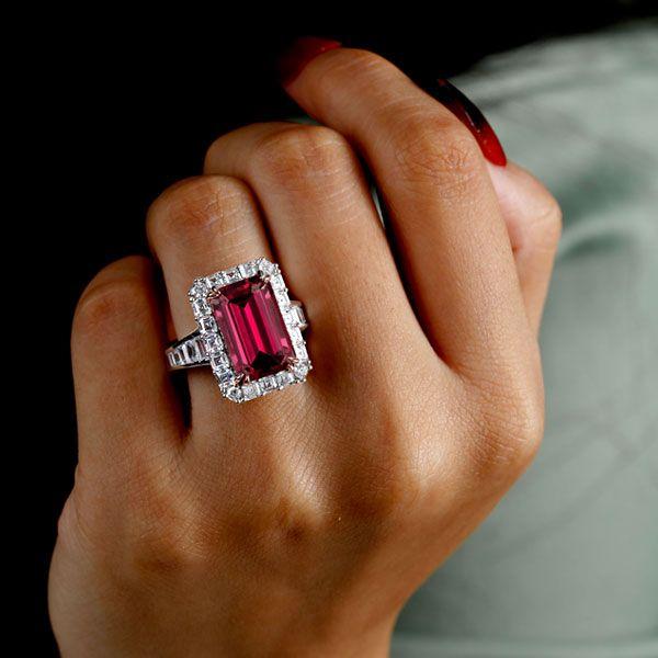 Emerald Cut Halo Two Tone Engagement Ring in Sterling Silver