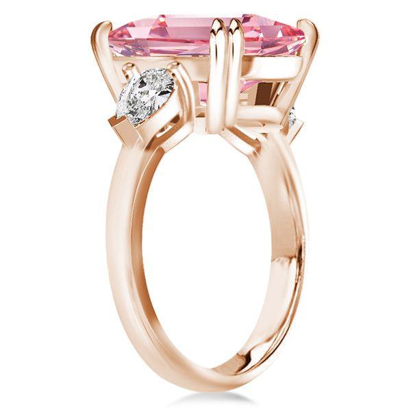 Pink Three Stone Engagement Ring - 925 Sterling Silver, Multiple Finishes