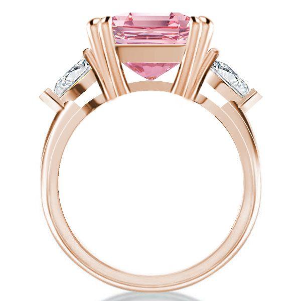 Pink Three Stone Engagement Ring - 925 Sterling Silver, Multiple Finishes
