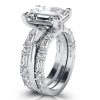 Classic Solitaire White Sapphire 925 Sterling Silver 3-Piece Wedding Ring Set
