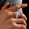 Classic Solitaire White Sapphire 925 Sterling Silver 3-Piece Wedding Ring Set